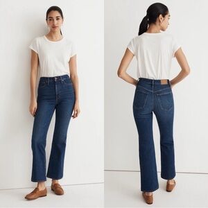 MADEWELL THE PERFECT VINTAGE FLARE CROP JEANS CORGAN BLUE SIZE 32T
